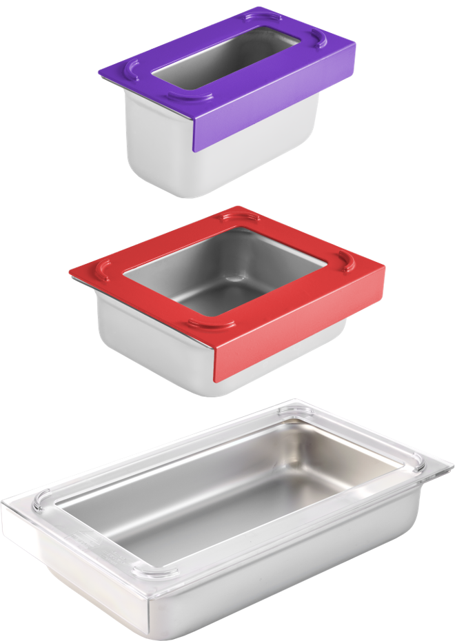 Pan Stackers in 3 sizes for stacking food pans